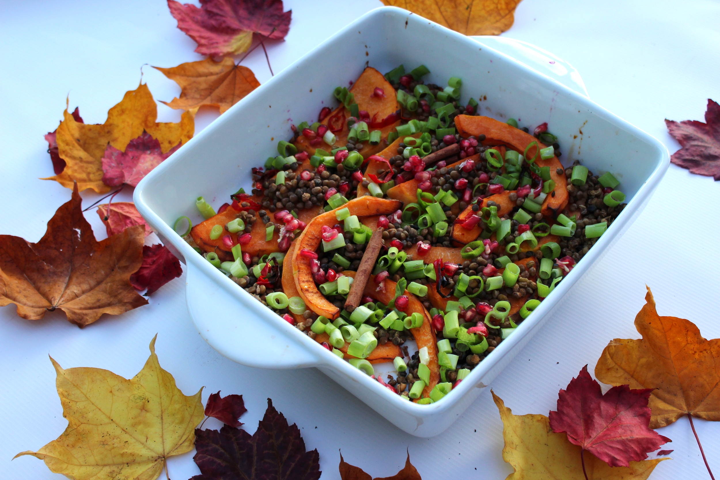 Roasted Butternut Squash with Lentils & Pomegranate