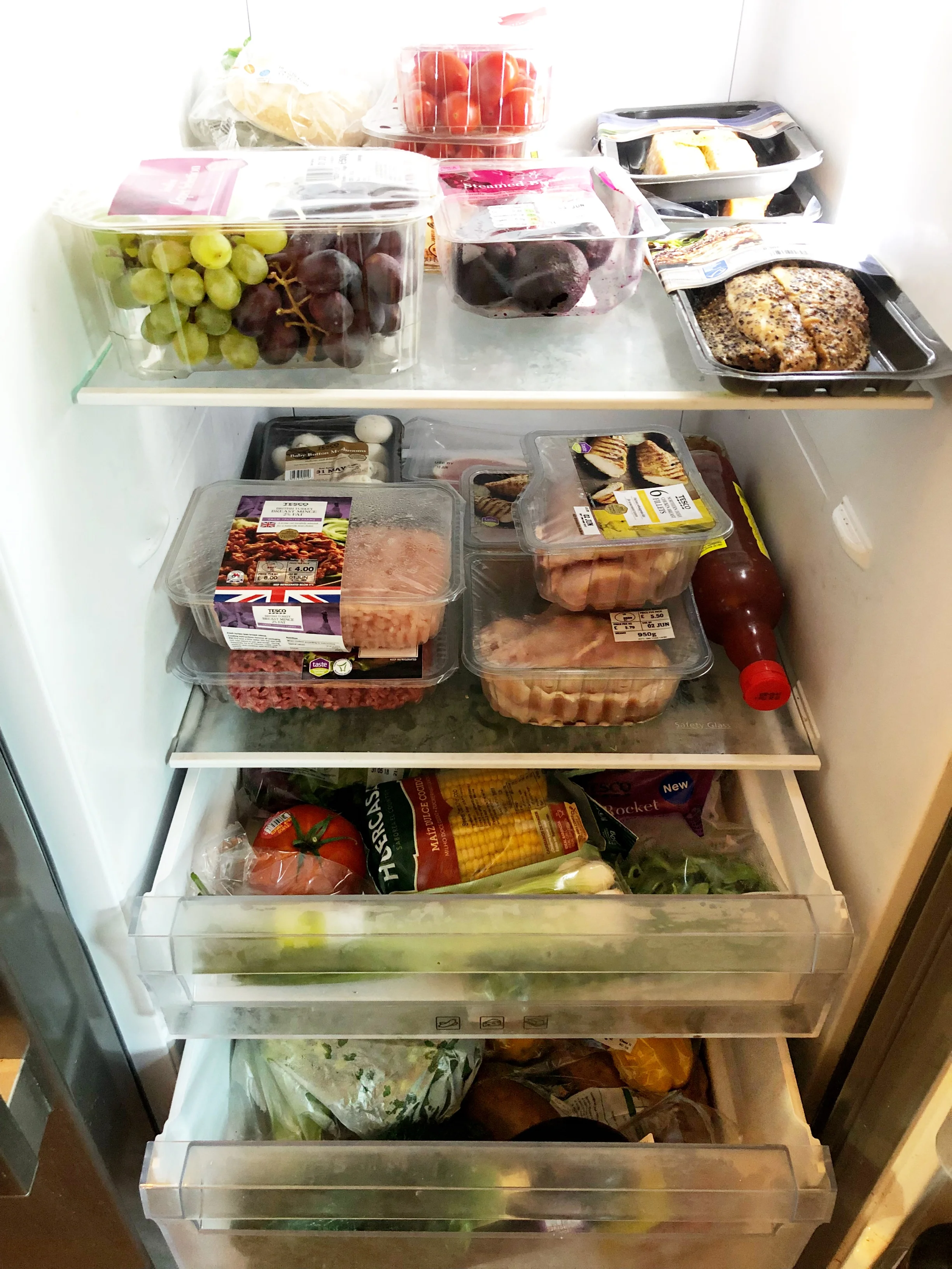 My fridge is fully stocked with healthy food!