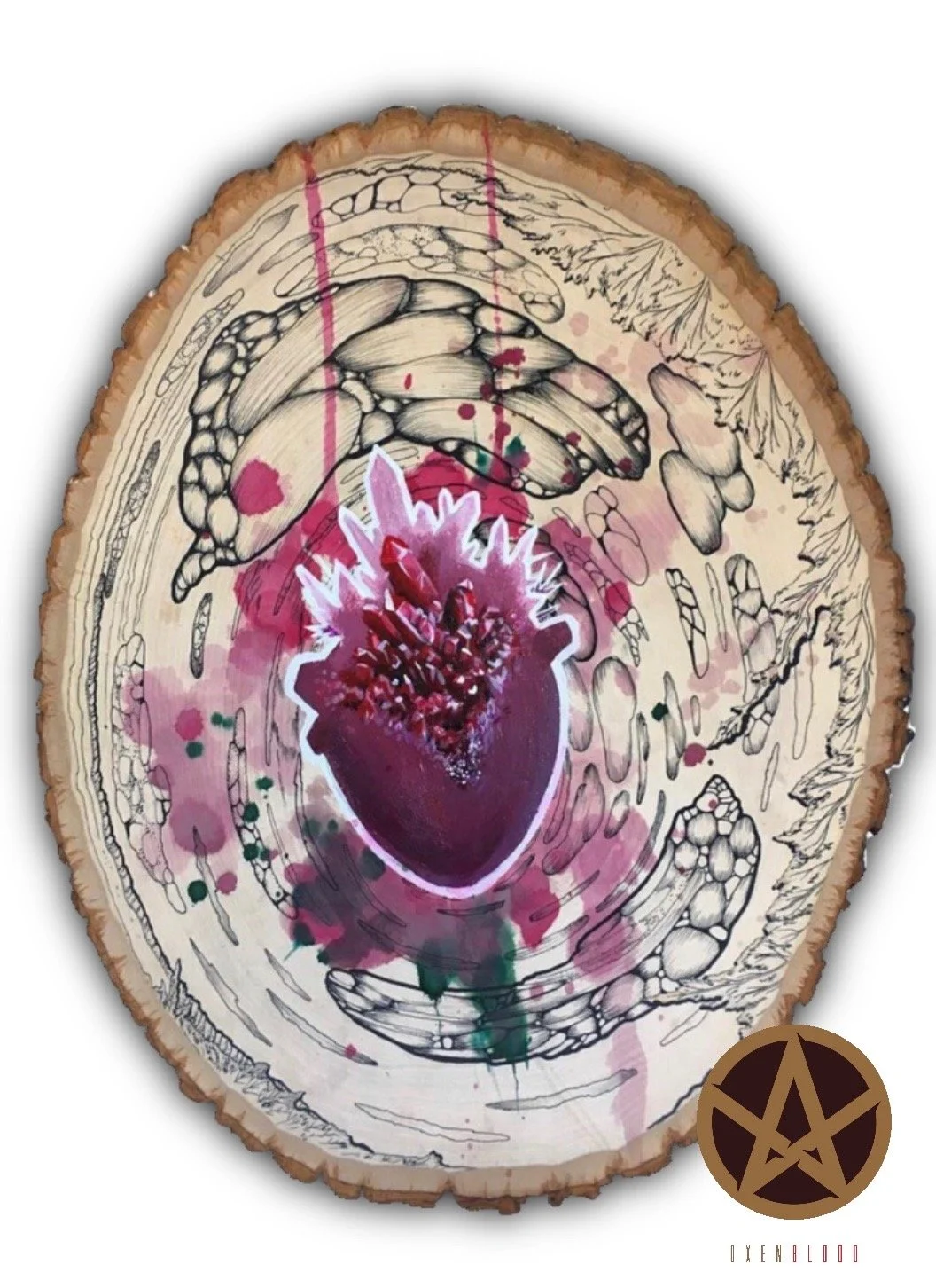 Mixed media Heart on Wood