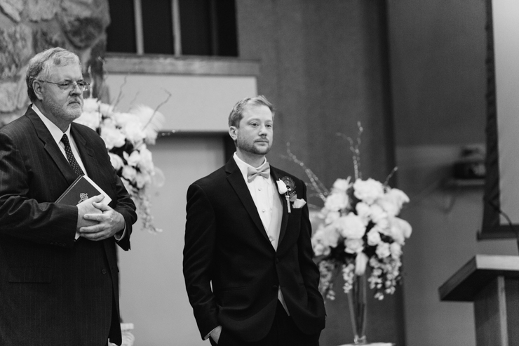 Groom seeing the bride for the first time during the ceremony