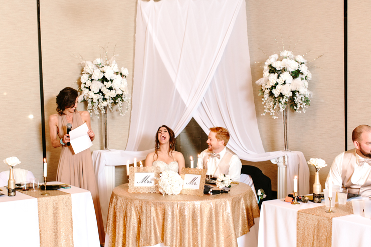 Matron of Honor giving wedding toast