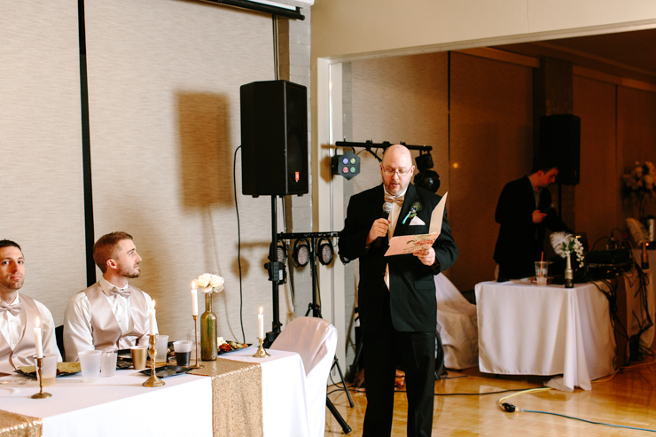 brother singing a song to the bride and groom