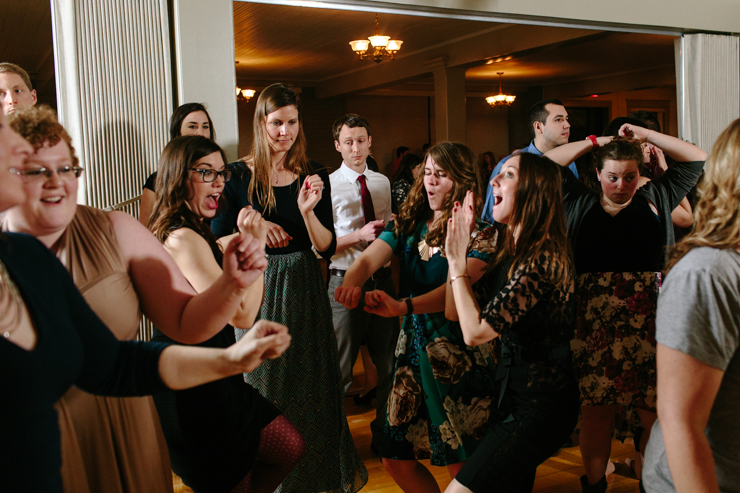 girls dancing at a wedding reception