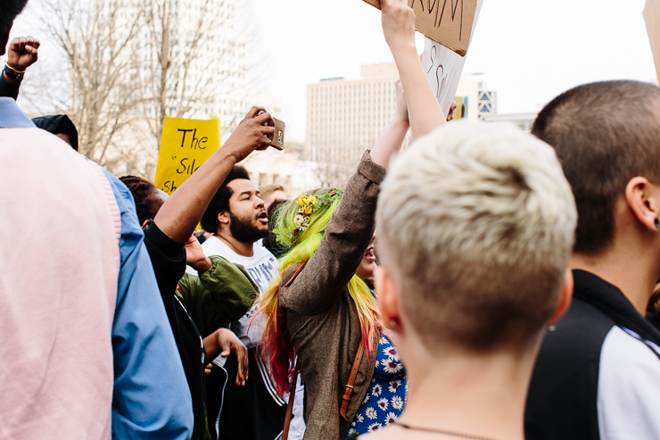 Protesters at the Donald Trump Presidential Rally in St. Louis, Missouri