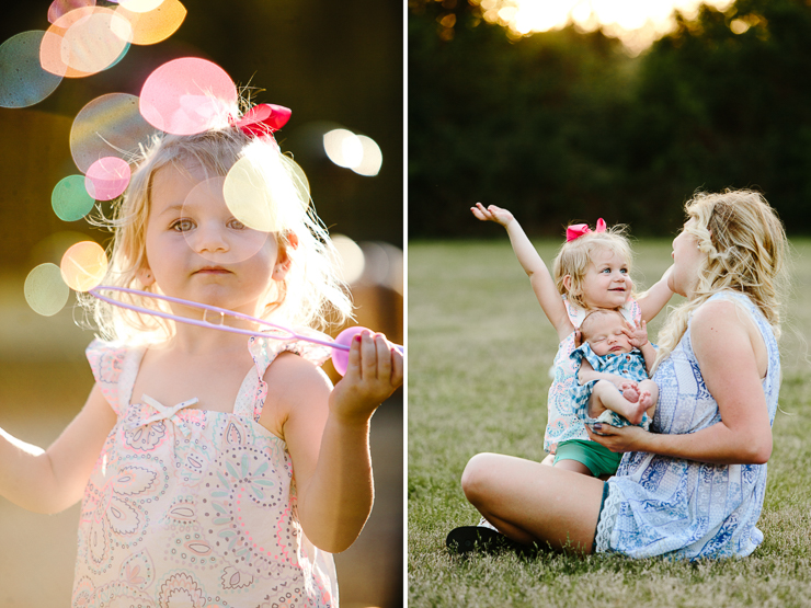 Child playing in bubbles