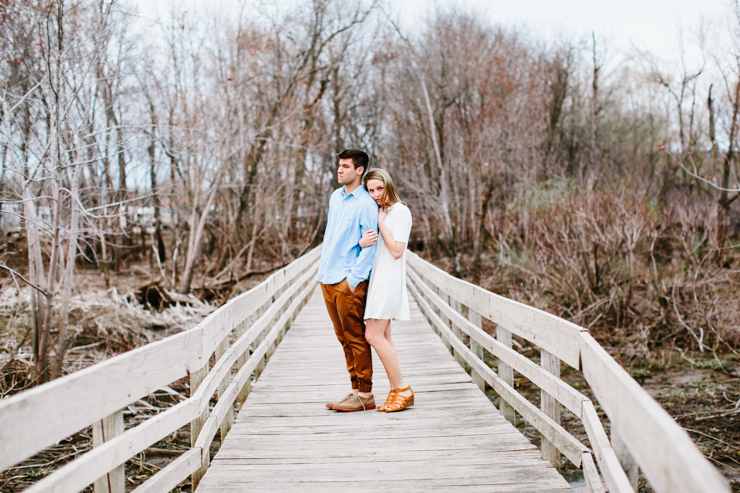 Engagement photography on the boardwalk in Peoira, Illinois