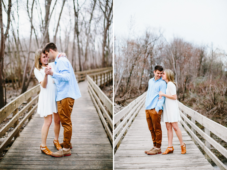 Engagement photography on the boardwalk in Peoira, Illinois