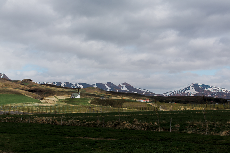 Mosfell Church on a hill, Iceland