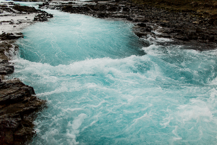 Bruarfoss, incredibly blue water waterfall in Iceland