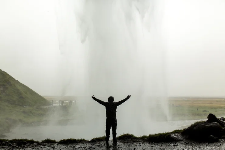 Behind the waterfall at Seljalandsfoss, Iceland