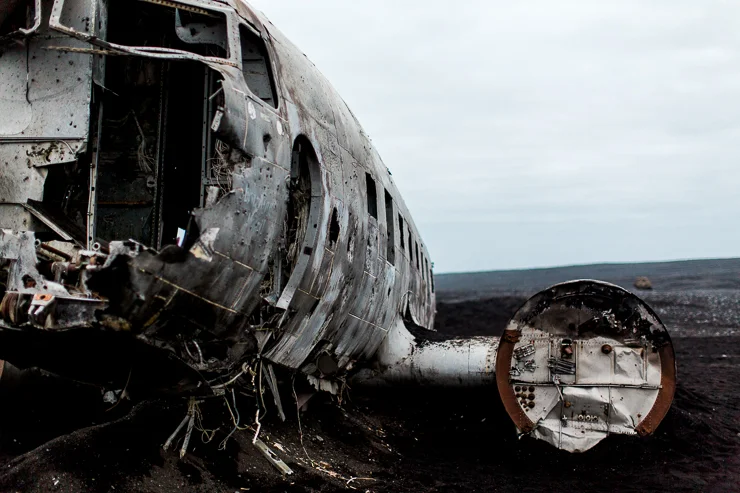 Wrecked DC3 US Navy Plane on the black beach, Solheimasandur, Iceland