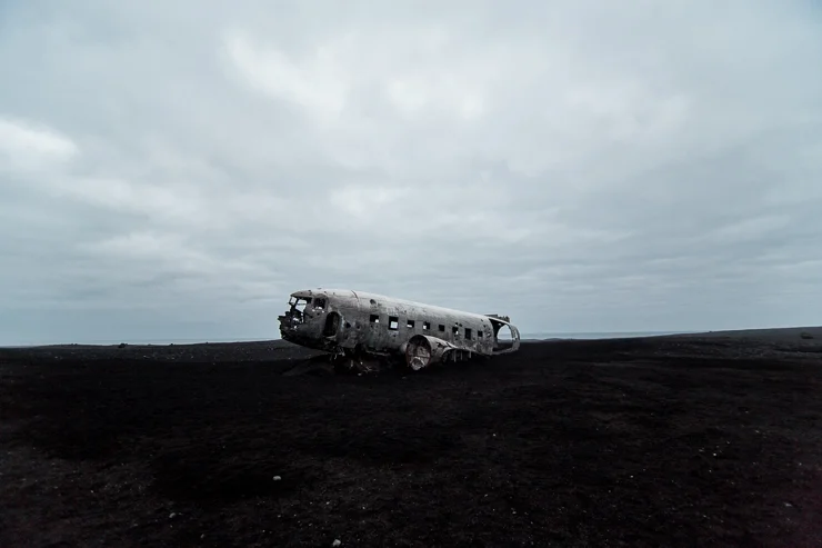 Wrecked DC3 US Navy Plane on the black beach, Solheimasandur, Iceland