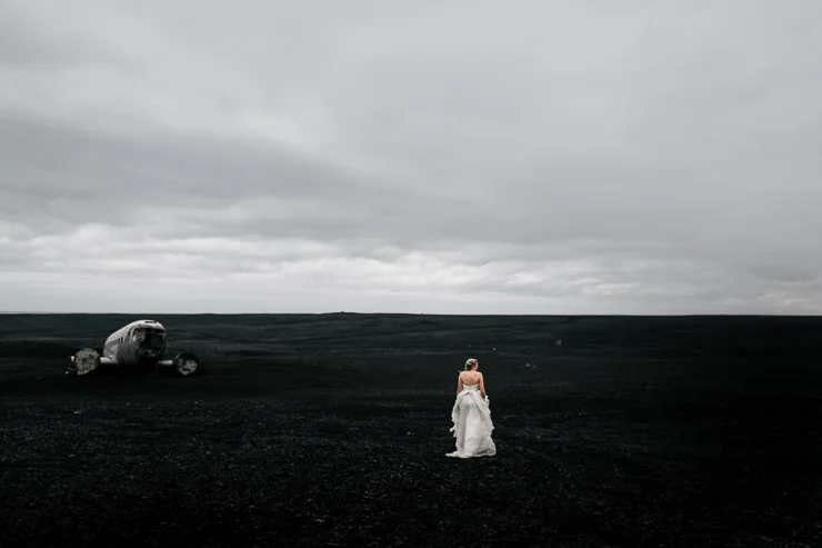 Wedding photos at the US Navy DC3 Wreckage at Solheimasandur, Iceland