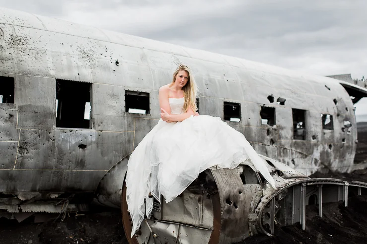 Wedding photos at the US Navy DC3 Wreckage at Solheimasandur, Iceland