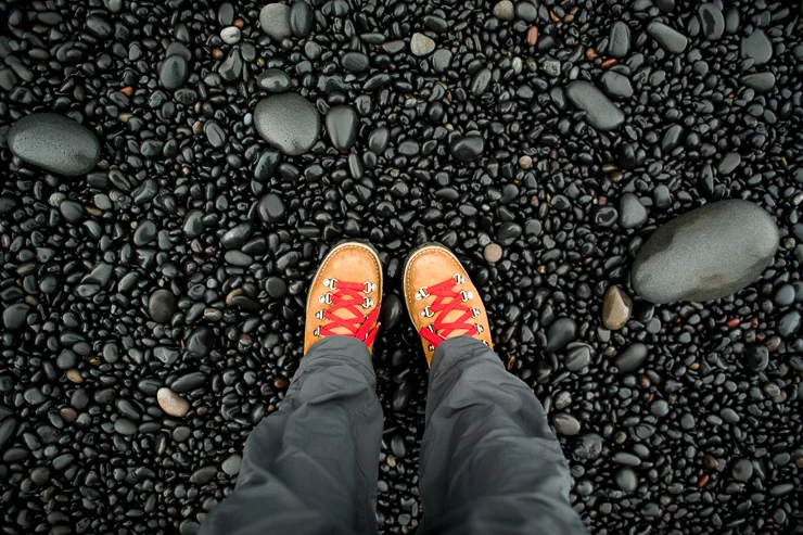 Women Danner Boots in Iceland at the black beach