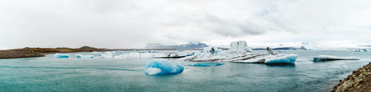 Panorama of Jokulsarlon Glacier Lagoon, Iceland