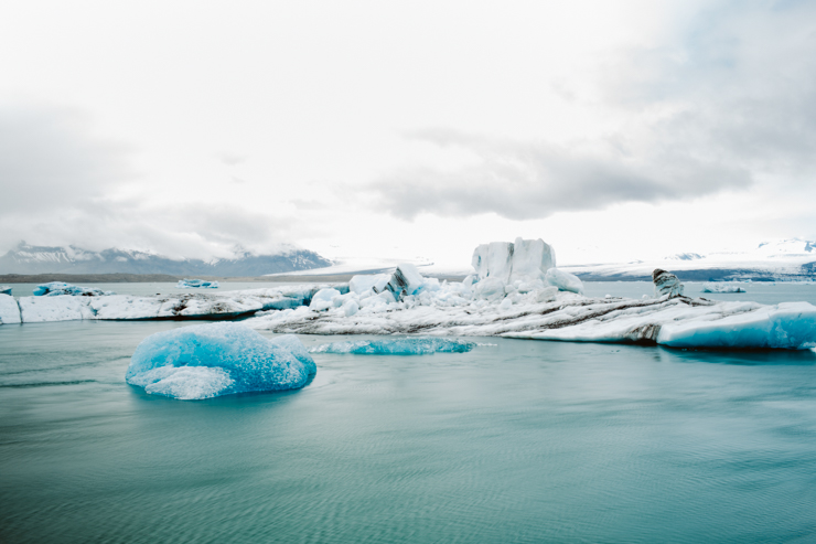 Long exposure photography of Jokulsarlon Glacier Lagoon, Iceland