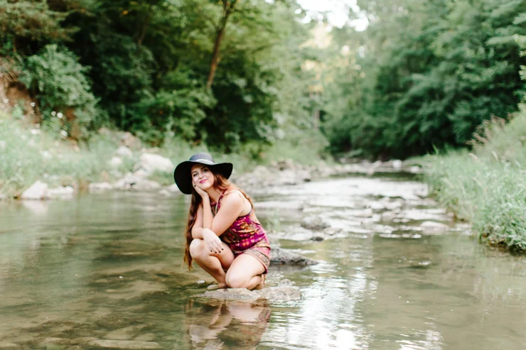 Midwest Senior Girl Photography Session in a creek