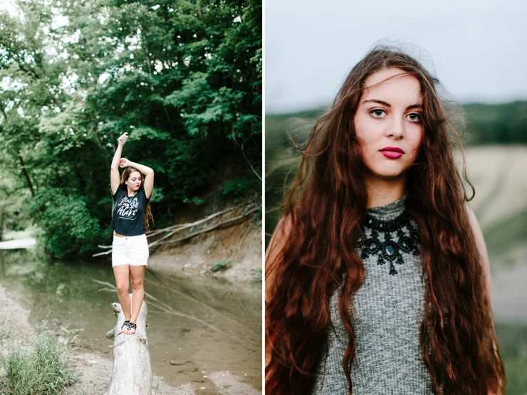 Midwest Summer Senior Girl Photography Session in a creek