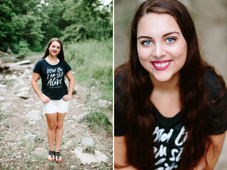 Midwest Summer Senior Girl Photography Session in a creek