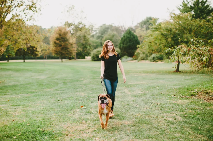 Senior Girl Photography Poses with dog by Meredith Washburn Peoria, Illinois