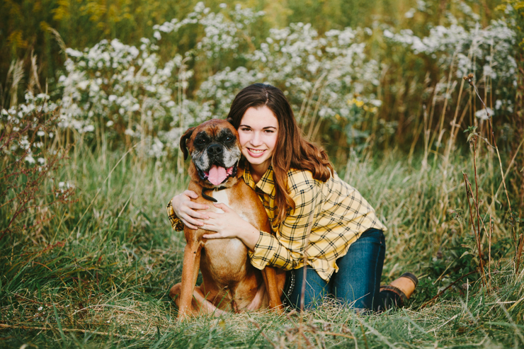 Senior Girl Photography Poses with dog by Meredith Washburn Peoria, Illinois