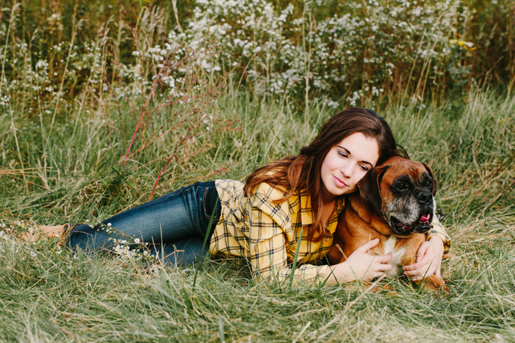 Senior Girl Photography Poses with dog by Meredith Washburn Peoria, Illinois