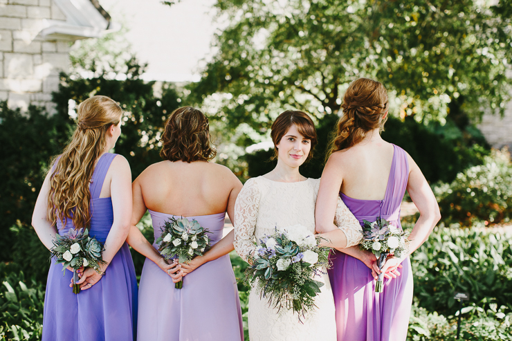 Bridal Party with Short Purple Garden Dresses