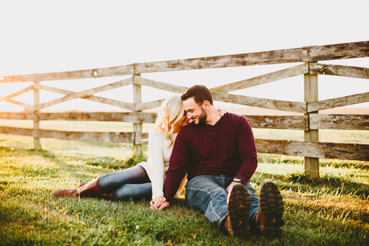 Nolan and Alyssa's Rustic Countryside engagement session at sunset