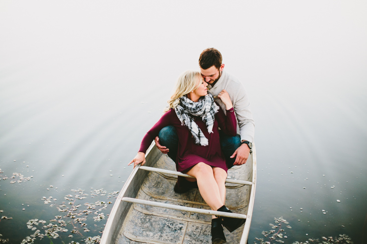 Nolan and Alyssa's Rustic Countryside engagement session in a canoe