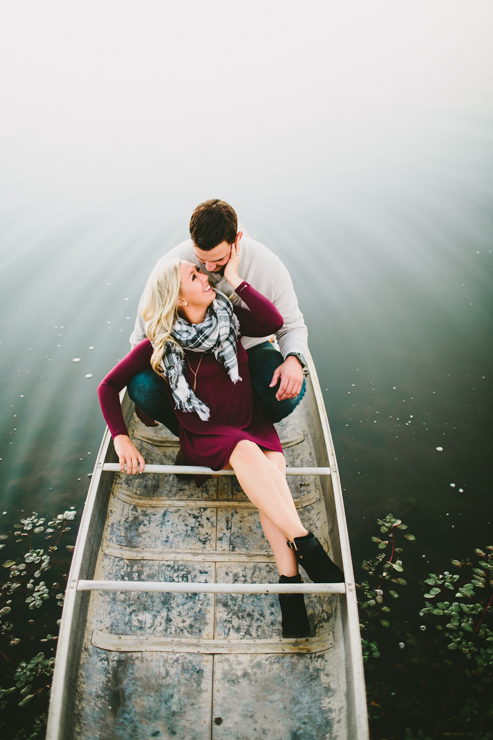 Nolan and Alyssa's Rustic Countryside engagement session in a canoe