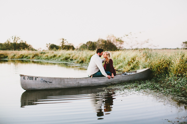 Nolan and Alyssa's Rustic Countryside engagement session in a canoe