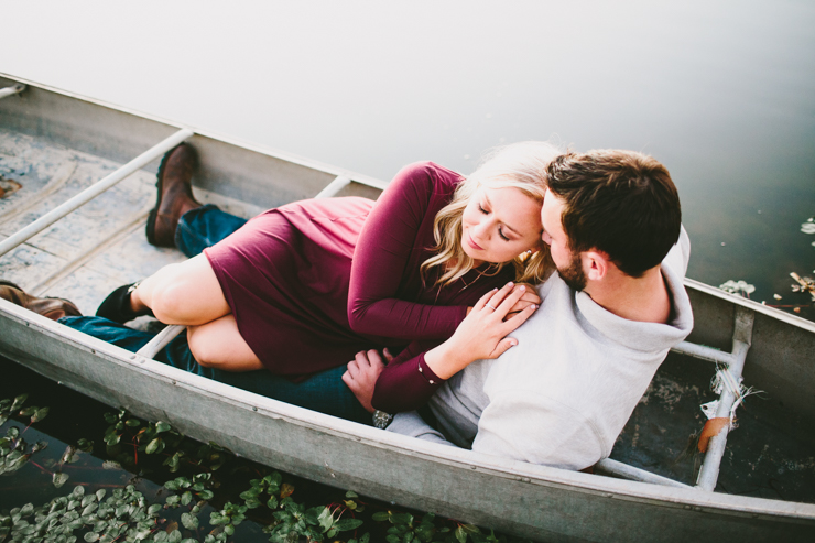 Nolan and Alyssa's Rustic Countryside engagement session in a canoe