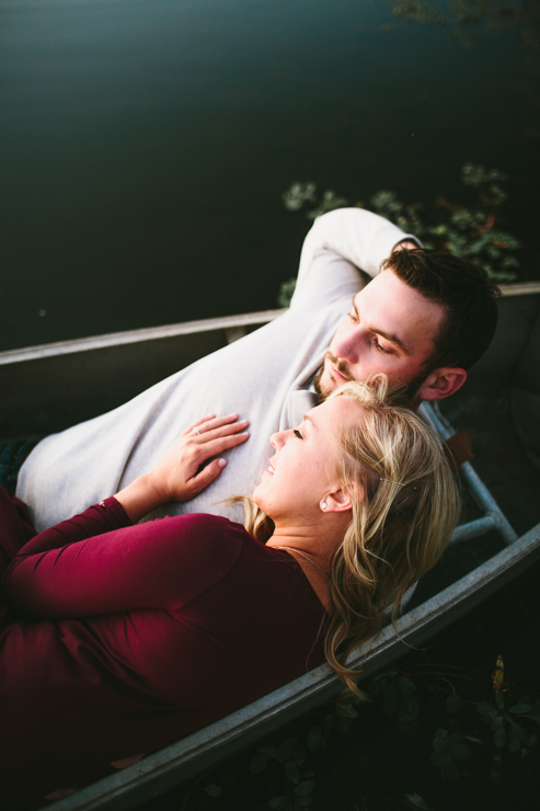 Nolan and Alyssa's Rustic Countryside engagement session in a canoe