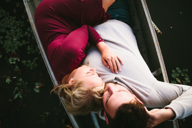 Nolan and Alyssa's Rustic Countryside engagement session in a canoe