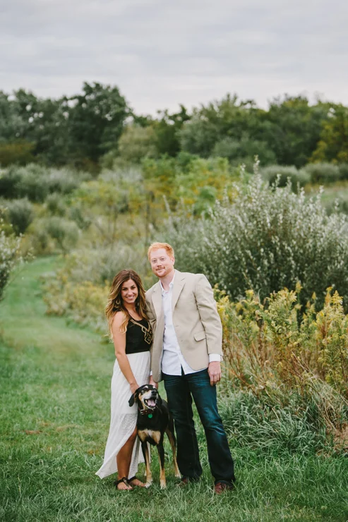 countryside engagement photos with their dog