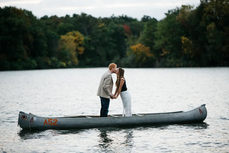 intimate countryside engagement in a canoe