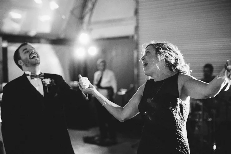 Son and his mother dancing at wedding