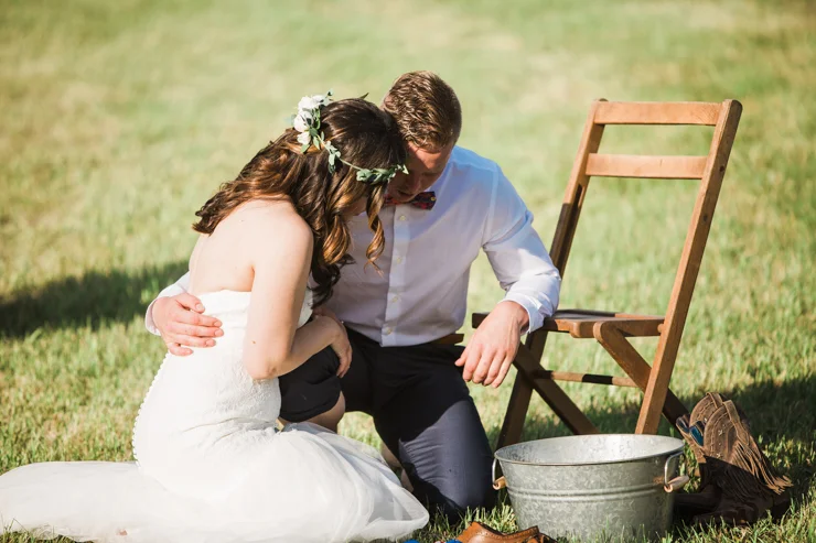 Bride and Groom praying during wedding ceremony