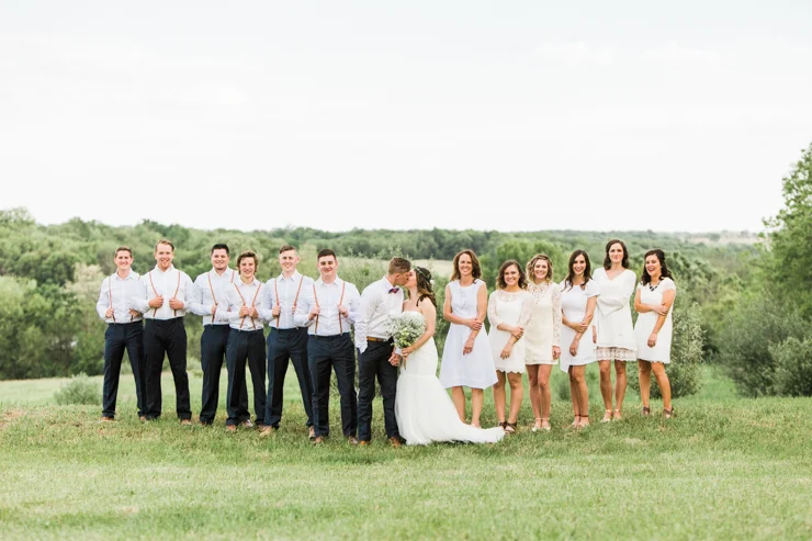 Bridal Party during rustic chic boho outdoor countryside wedding ceremony