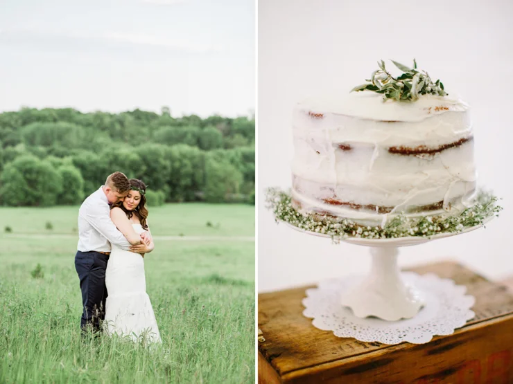 Bride and Groom portraits at sunset in the country