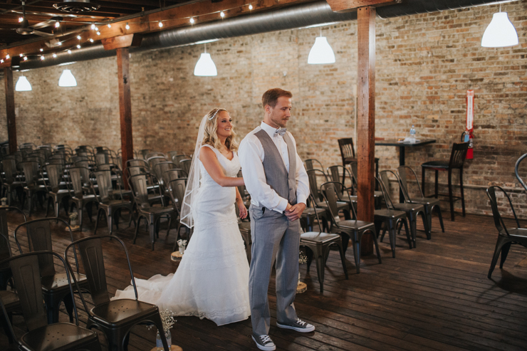 Bride and Groom's First Look at the Haight in Elgin, Illinois