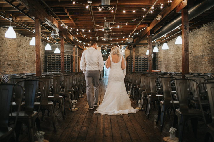 Bride and Groom's First Look at the Haight in Elgin, Illinois