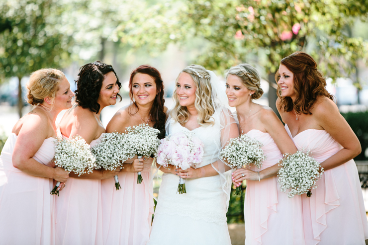Bride with her bridesmaids Chicago Illinois