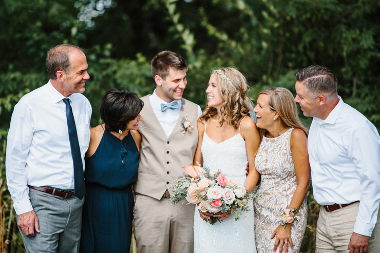 Bride and Groom with their immediate families