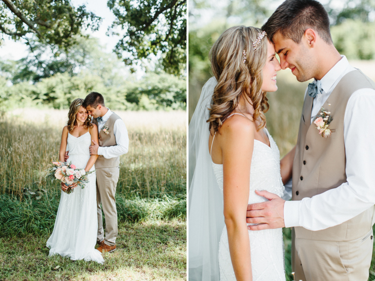 Bride and groom portraits with stunning BHLDN Wedding Gown and Florals by Splendor Of Eden