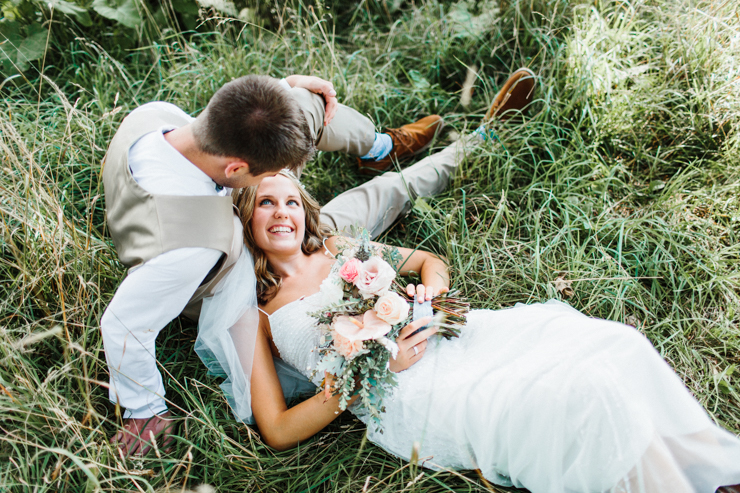 Bride and groom portraits with stunning BHLDN Wedding Gown and Florals by Splendor Of Eden