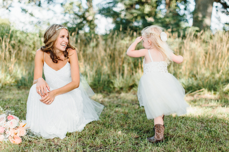 Bride with flower girl