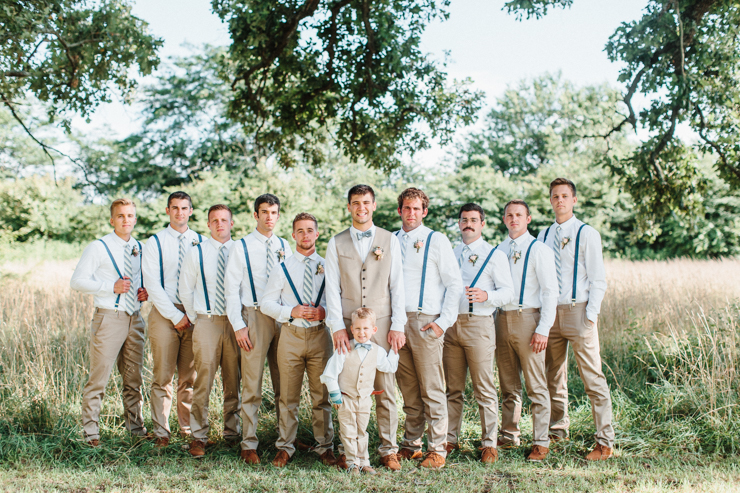 Groom with his groomsmen on the farm