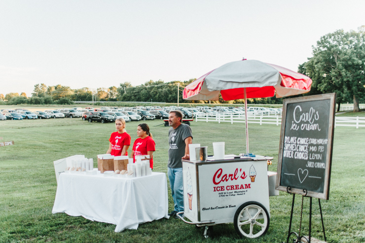 Carl's Ice Cream in Illinois catering a wedding on a farm for a reception in a family barn